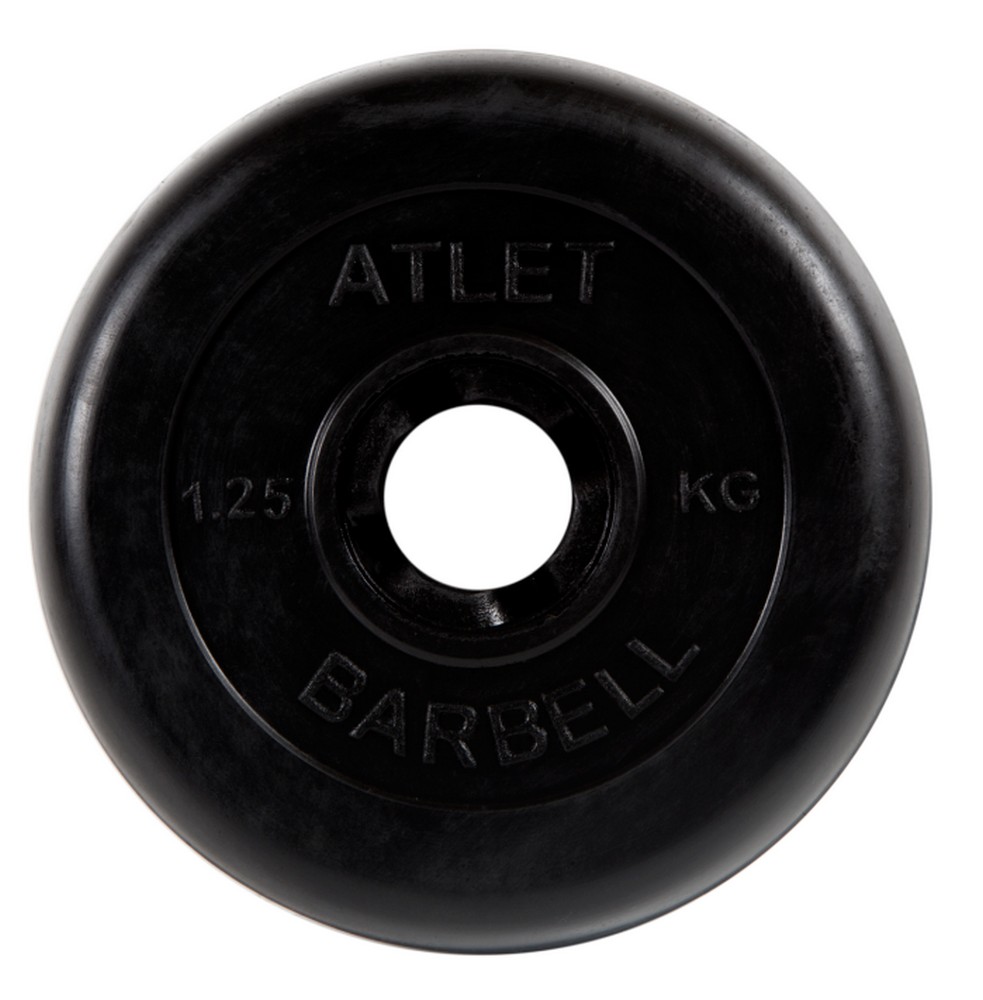 фото Диск обрезиненный d31мм mb barbell atlet 1,25кг черный mb-atletb31-1.25