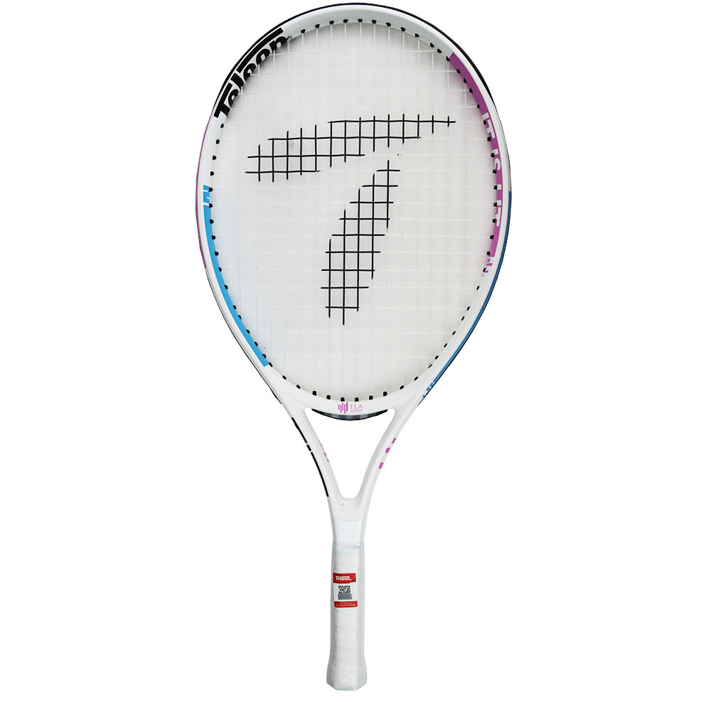Купить Ракетка для большого тенниса детская Teloon 23 Gr000, 3502-23, 6-8 лет, алюминий, со струнами, бело-розовый,