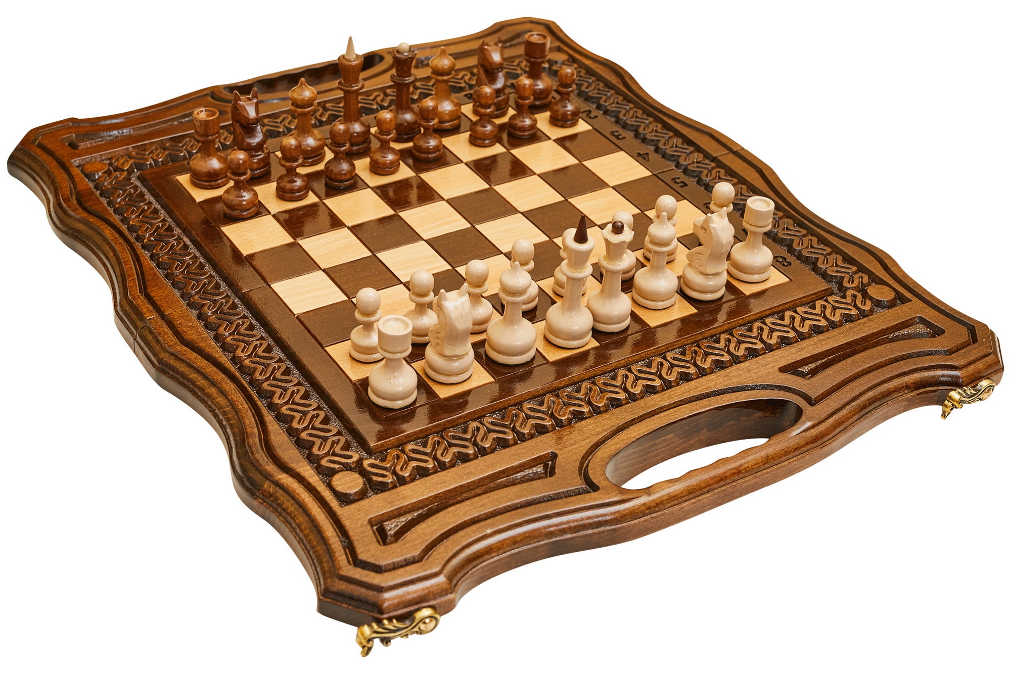 Шахматы + нарды резные Бриз 2 40 Haleyan kh144-4 - фото 1