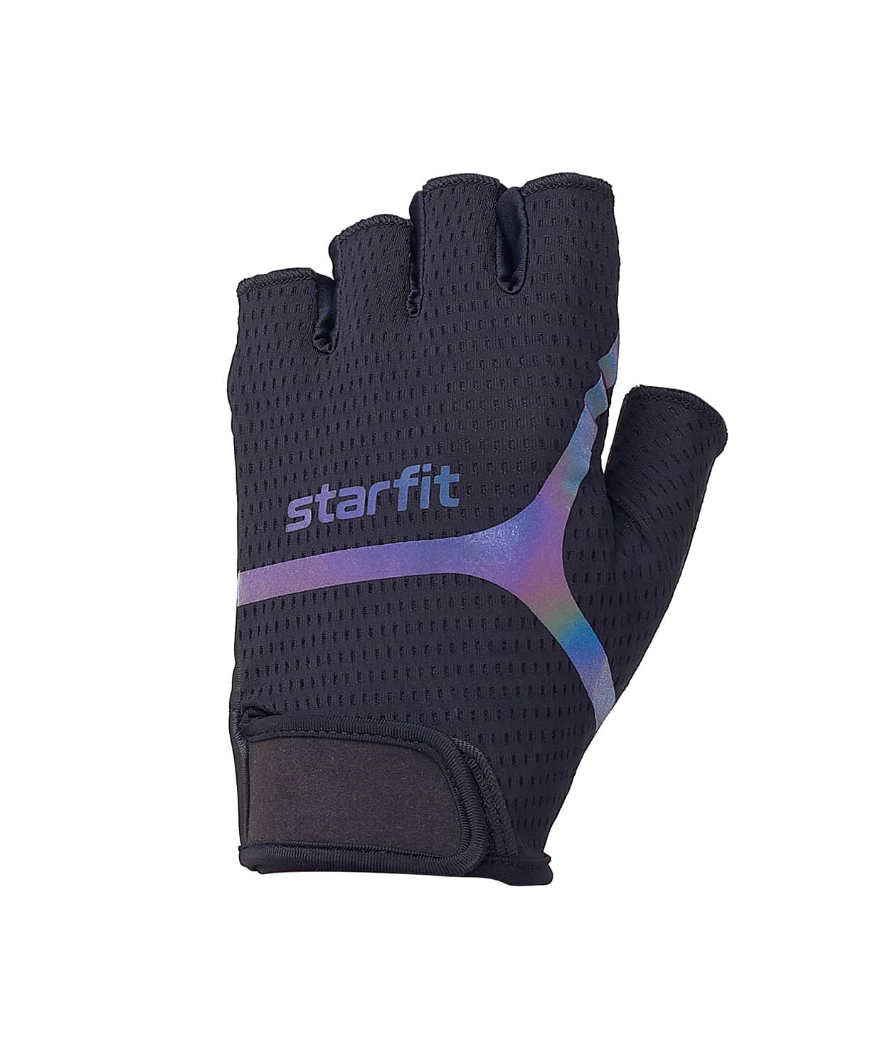 Перчатки для фитнеса Star Fit WG-103, черный/светоотражающий 1230_1479