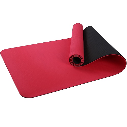 Коврик для фитнеса и йоги Larsen TPE двухцветный красн/чёрный р183х61х0,6см