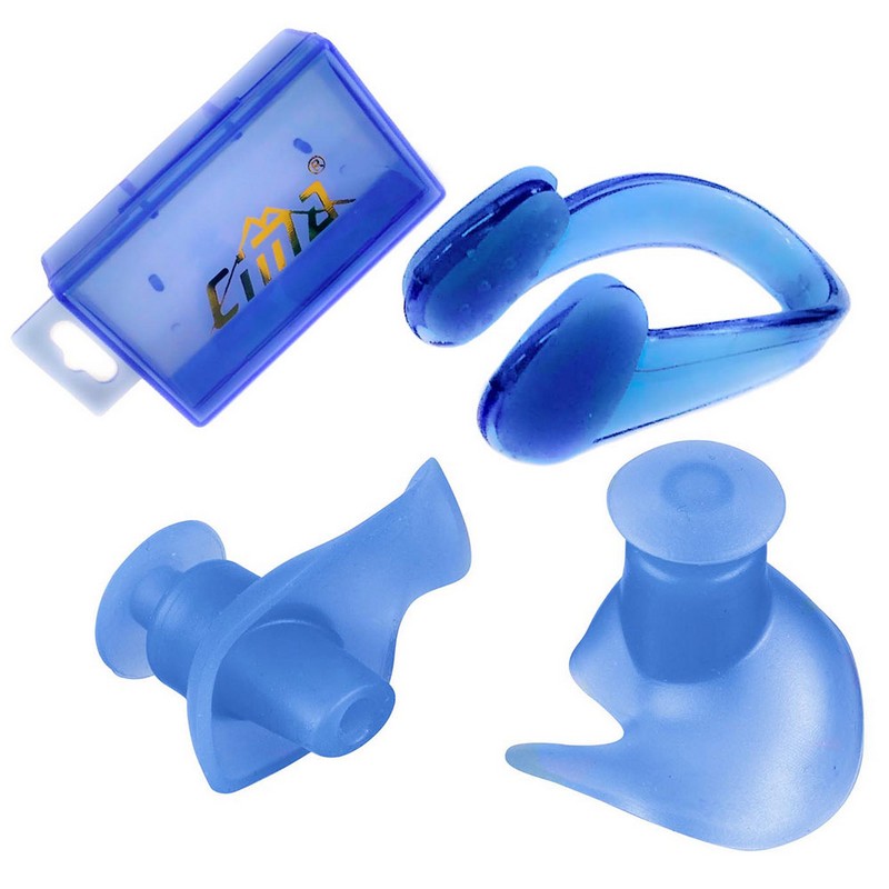 Купить Комплект для плавания беруши и зажим носа Sportex C33425-1 синие,