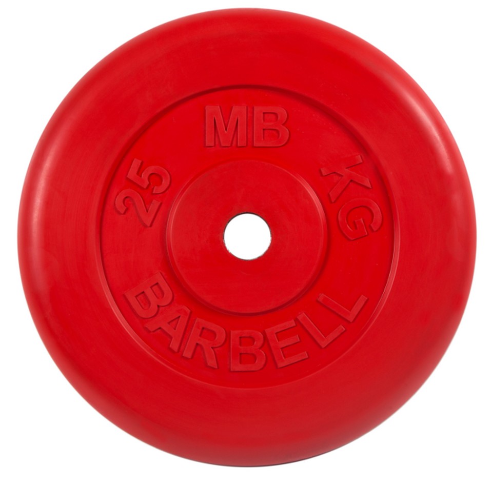 Купить Диск обрезиненный d31мм MB Barbell MB-PltC31-25 25 кг красный, MB Barbell