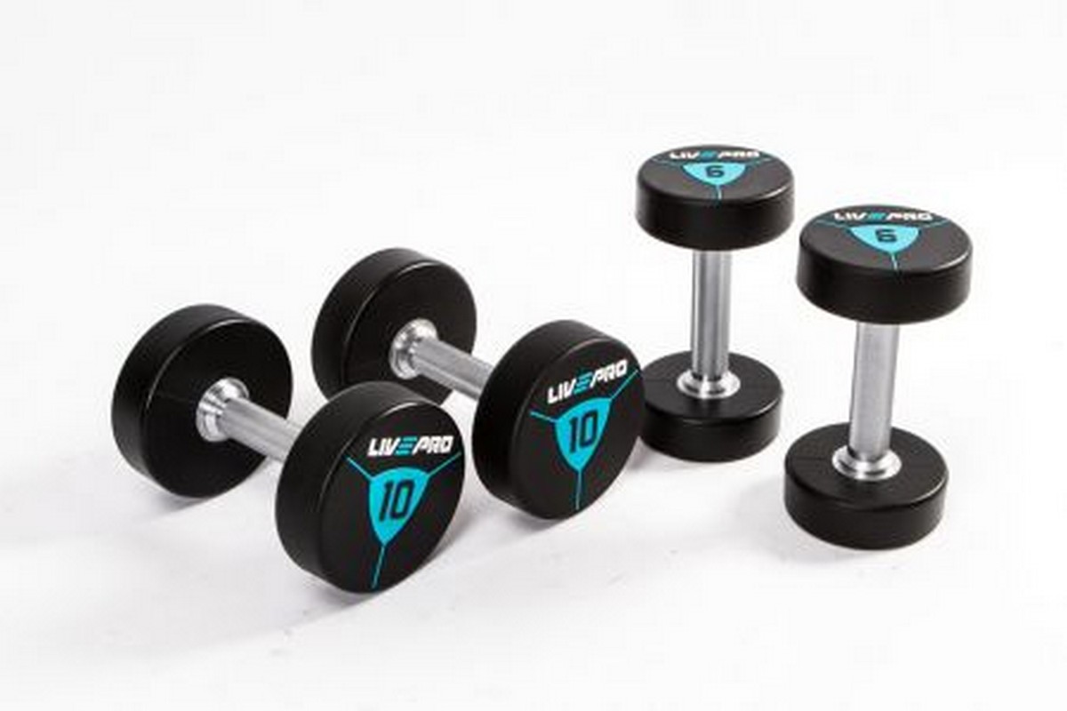 Гантели в уретане 4 кг Live Pro Premium Urethane Dumbbells LP8000-04 1200_800