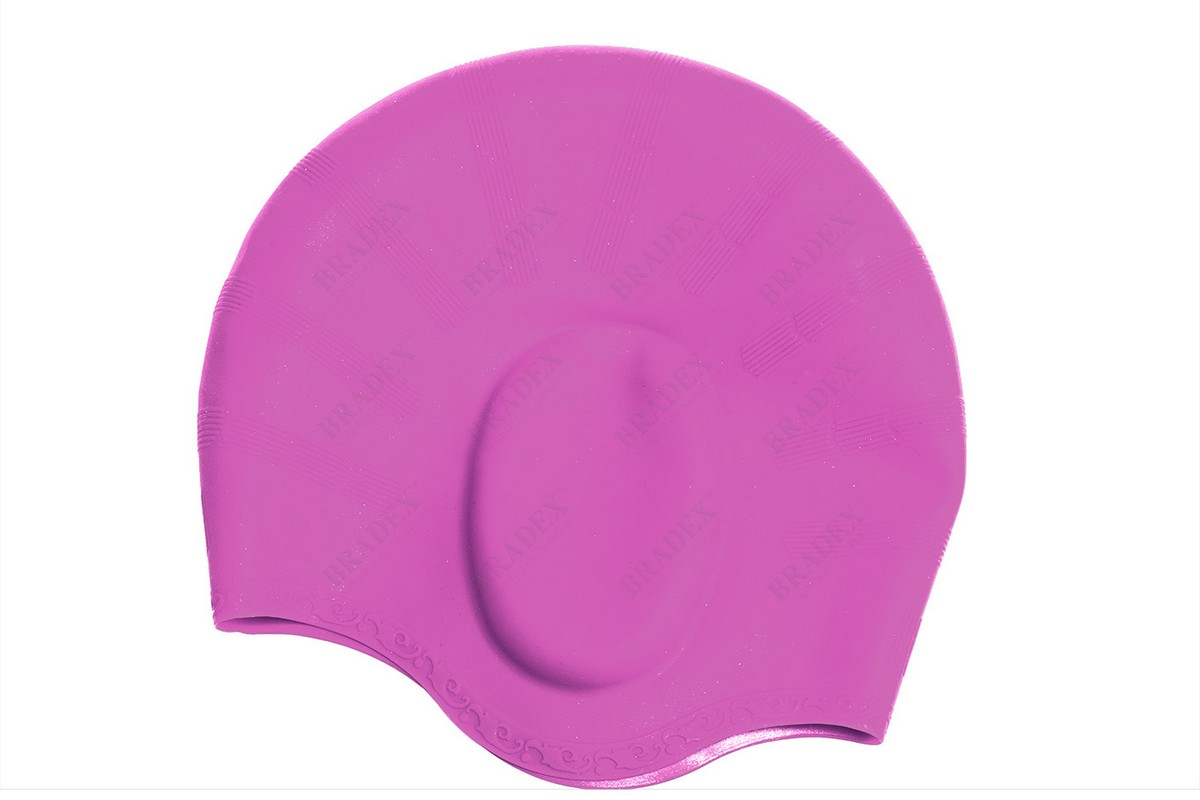 фото Шапочка для плавания силиконовая с выемками для ушей bradex sf 0302 розовый