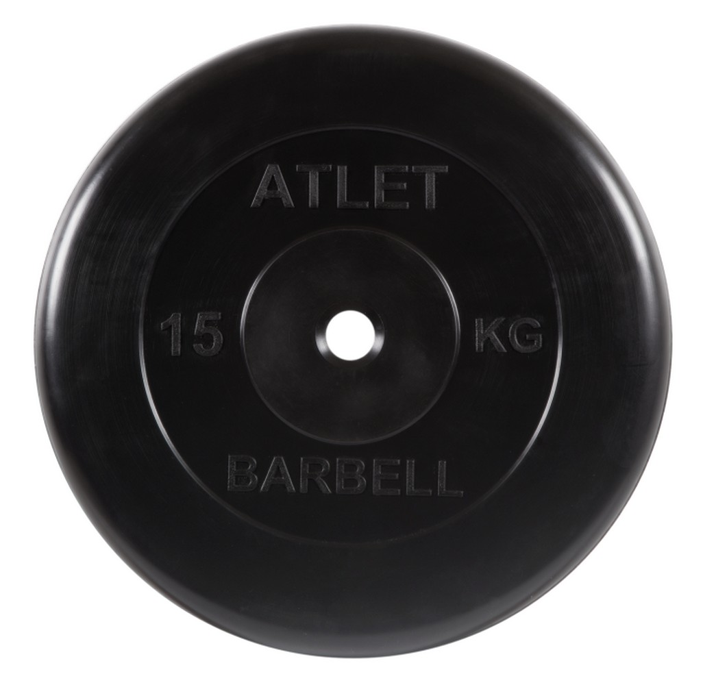 Купить Диск обрезиненный d26мм MB Barbell MB-AtletB26-15 15кг черный, MB Barbell
