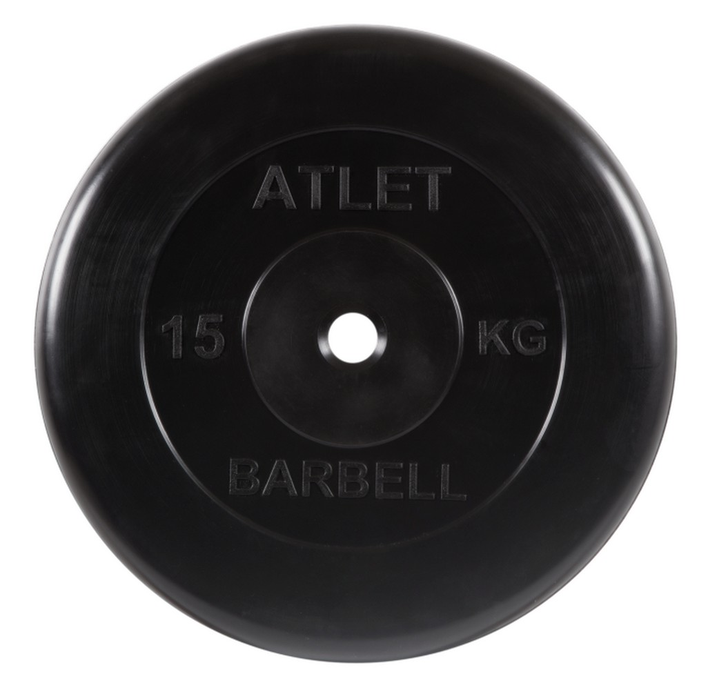 фото Диск обрезиненный d26мм mb barbell mb-atletb26-15 15кг черный mb barbell