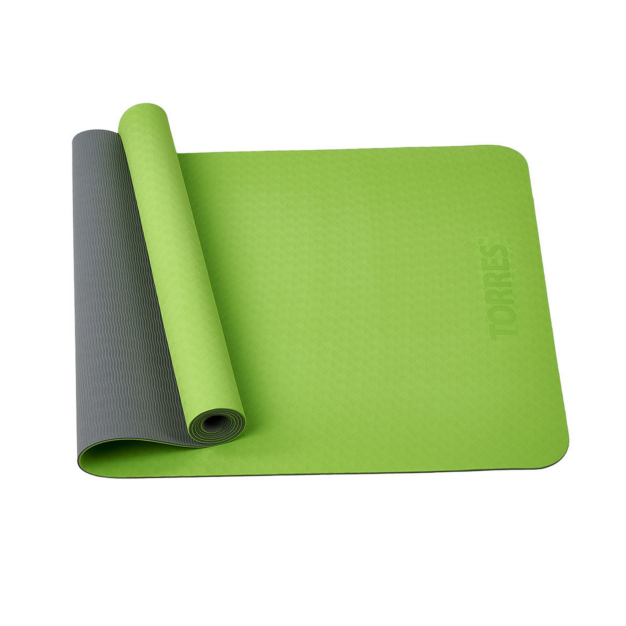 Коврик для йоги Torres Comfort4 YL10074, TPE 4 мм,  нескользящее покрытие, зелено-серый - фото 1