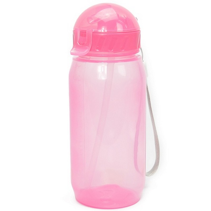 фото Бутылка для воды с трубочкой 400 ml., розовая nobrand