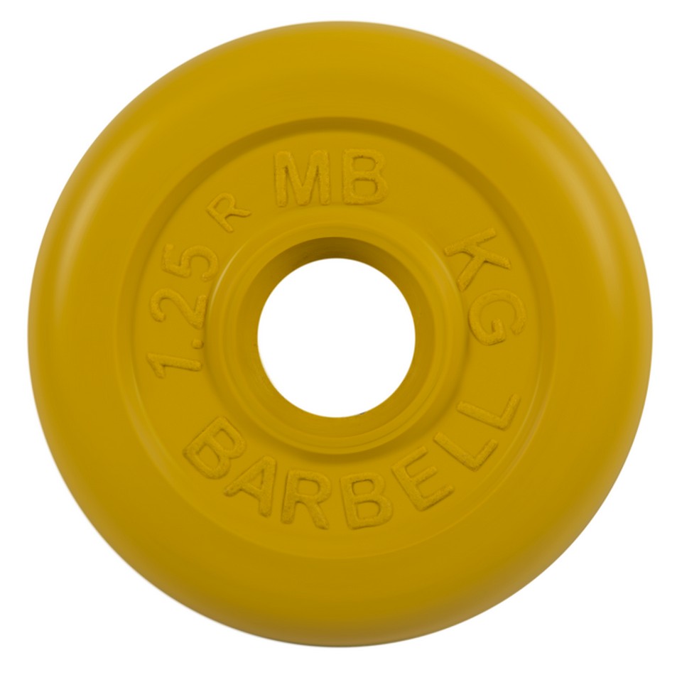 Купить Диск обрезиненный d31мм MB Barbell MB-PltC31-1,25 1,25 кг желтый, MB Barbell