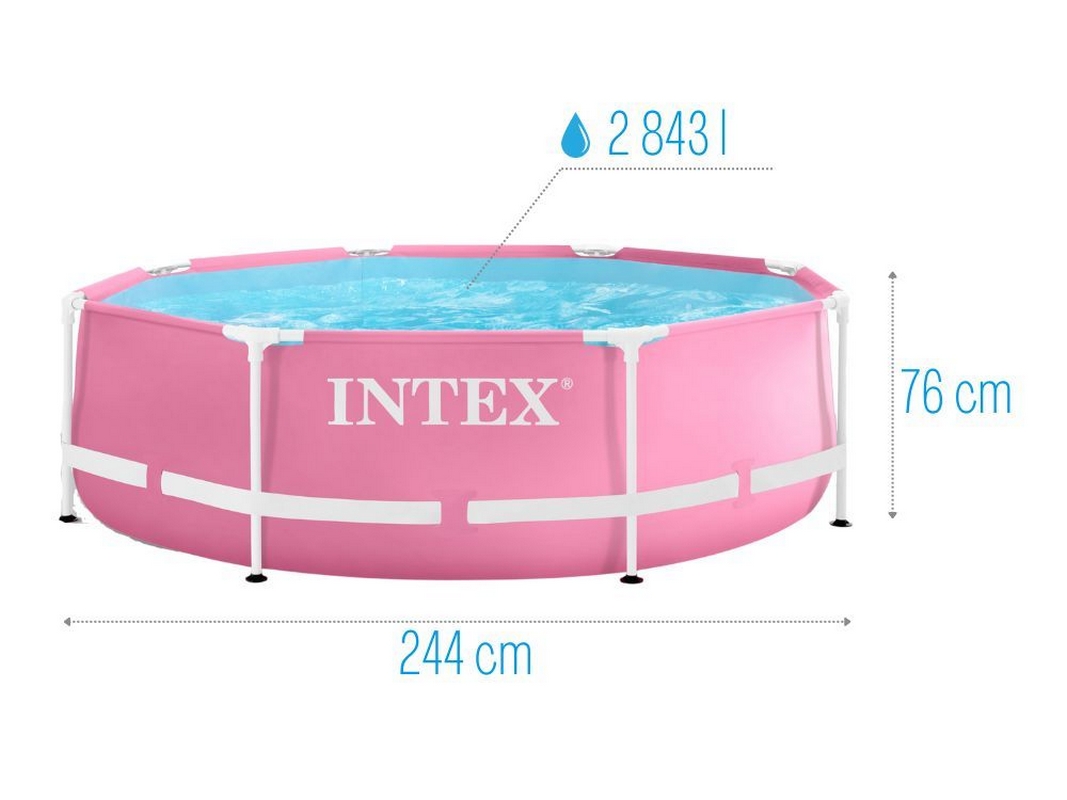 Каркасный бассейн 244х76см Intex Metal Frame Pink (фильтр) 28292 розовый 1067_800