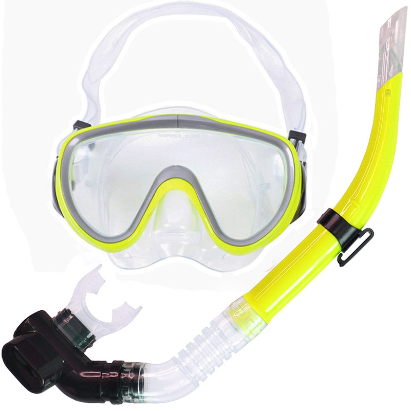 Купить Набор для плавания взрослый Sportex маска+трубка (силикон) E33176-5 желтый,