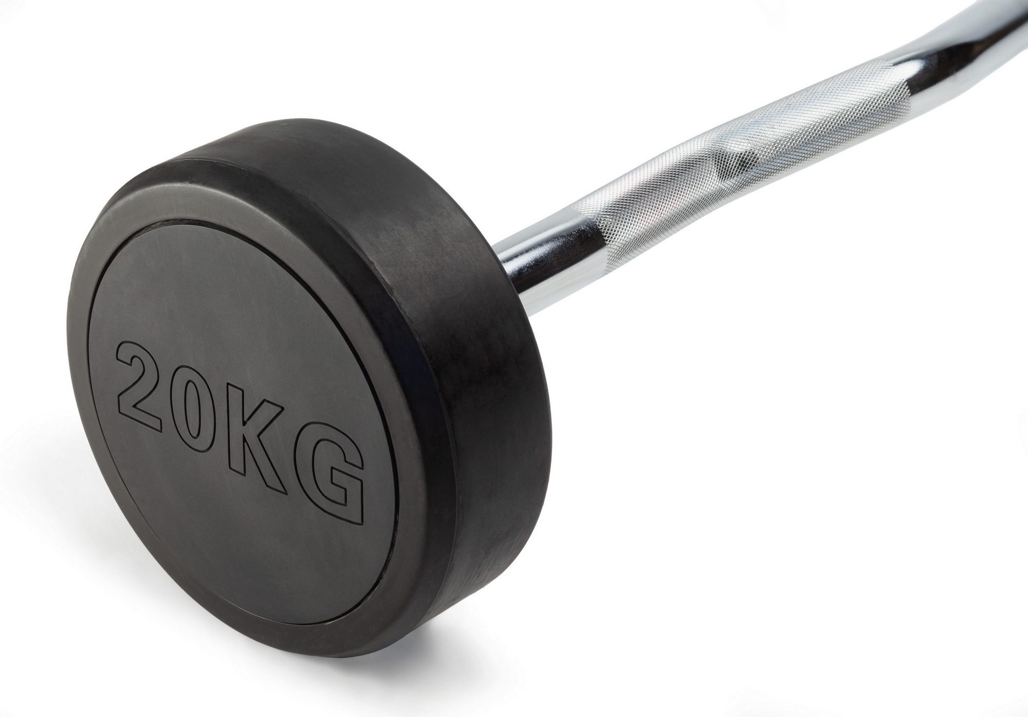 Штанга неразборная обрезиненная 20 кг. Изогнутый гриф VictoryFit VF-DX5200 2000_1394